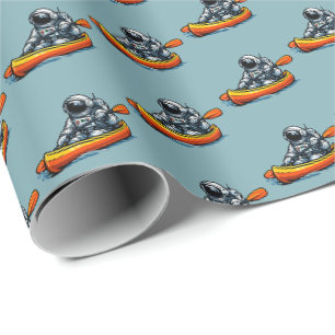 Astronaut Canoeing Wrapping Paper
