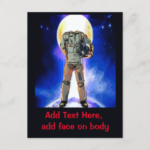 Astronaut Card, edit text & pic, personalize Postcard