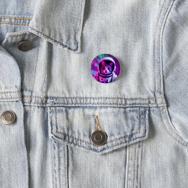 astronaut cat 1 inch round button (In Situ)