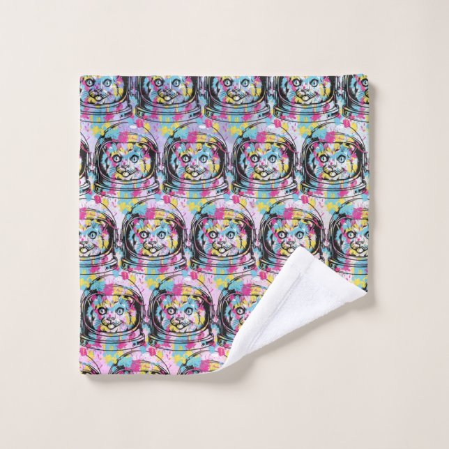 Astronaut Cat Bath Towel Set (Wash Cloth)