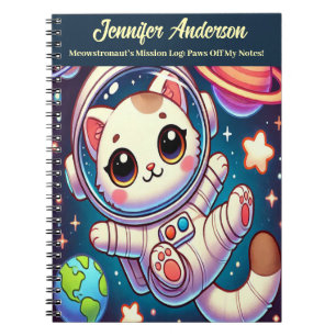 Astronaut Cat Carnet personnalisable Nom et titre