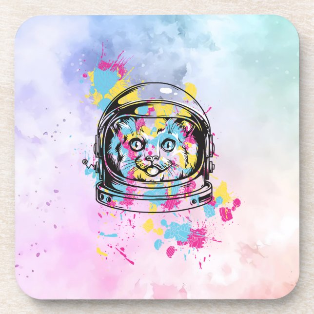 Astronaut Cat Coaster (Front)