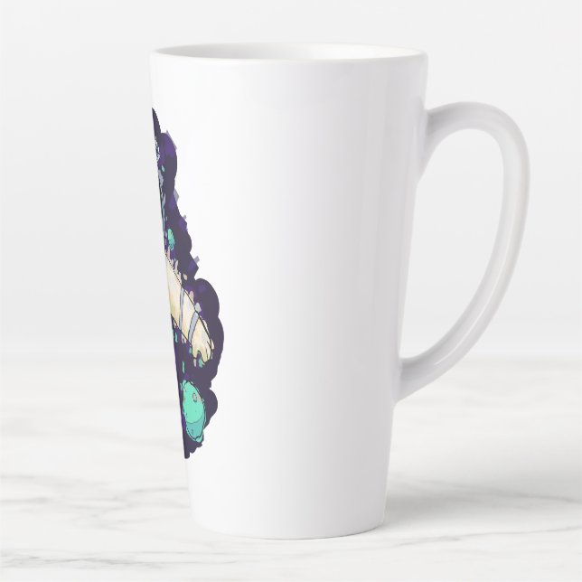 Astronaut Cat colourful Latte Mug (Right)