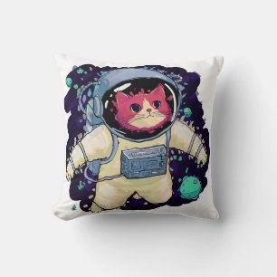 Astronaut Cat colourful Throw Pillow