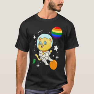 Astronaut Cat In Space Gay Pride Lgbt Flag Cat T-Shirt