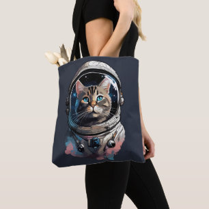 Astronaut Cat In Space Watercolor Art Tote Bag