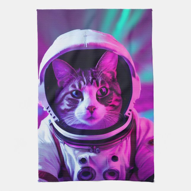astronaut cat kitchen towel (Vertical)