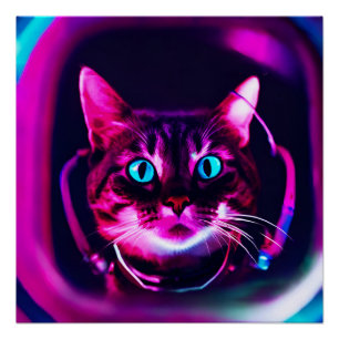 astronaut cat poster
