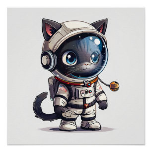 Astronaut Cat Poster