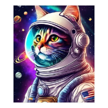 Astronaut Cat Poster - Space Feline Wall Art