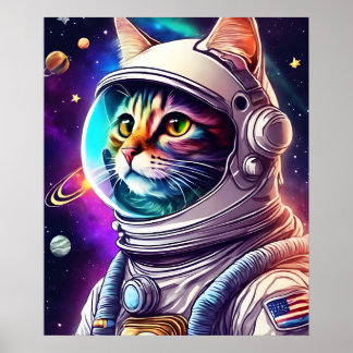 Astronaut Cat Poster - Space Feline Wall Art