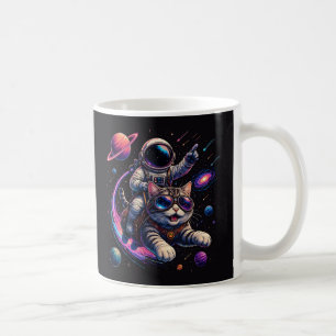 Astronaut cat riding through space coffee mug