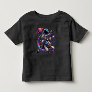 Astronaut cat riding through space toddler t-shirt