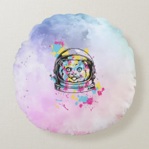 Astronaut Cat Round Pillow