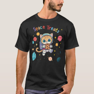 Astronaut Cat Space Treats Design T-Shirt
