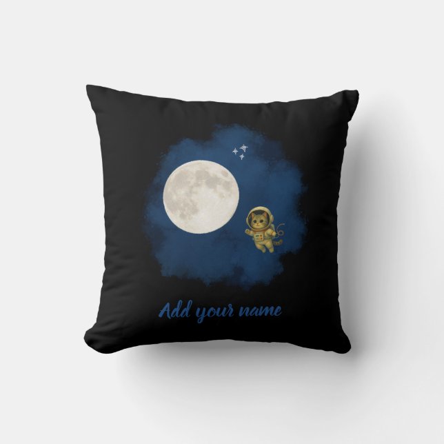 Astronaut Cat Throw Pillow (Front)