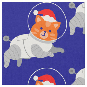 astronaut cat ugly christmas santa fabric