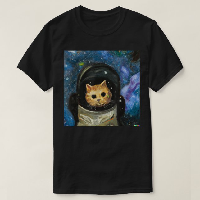 Astronaut Cat Vincent Van Gogh Starry Night Tee Fu (Design Front)