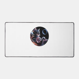 Astronaut Cat with Planet  Desk Mat