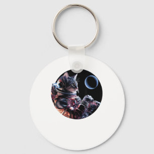Astronaut Cat with Planet Keychain