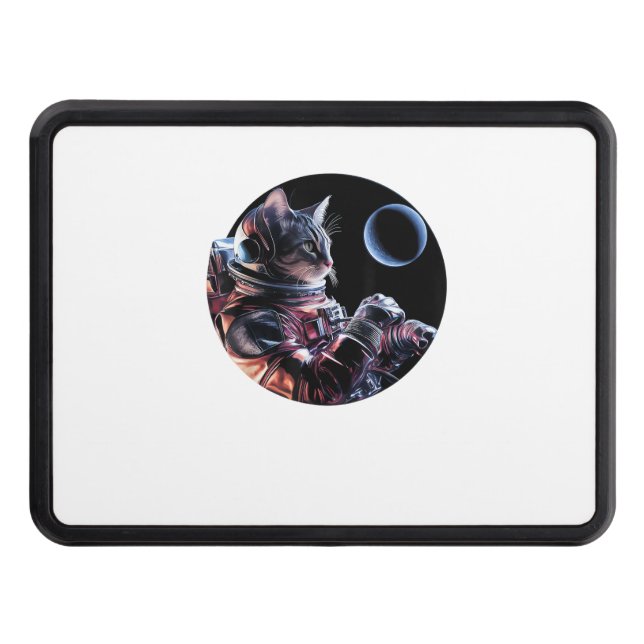 Astronaut Cat with Planet  Trailer Hitch Cover (Front)