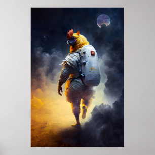 Astronaut Chicken Print Funny Animal in Spacesuit
