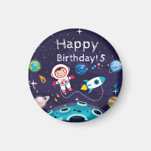 Astronaut child on the moon, monogrammed name Magnet
