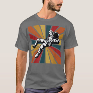 Astronaut Chilling Retro Sunburst Background Groov T-Shirt