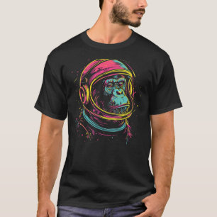 Astronaut Chimp Monkey, Spaceman Chimp Neon design T-Shirt