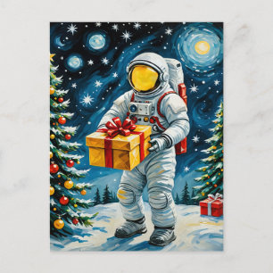 Astronaut Christmas Celebration Holiday Postcard