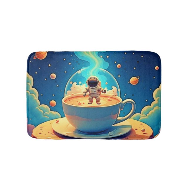 Astronaut Coffee Space Art Bath Mat (Front)
