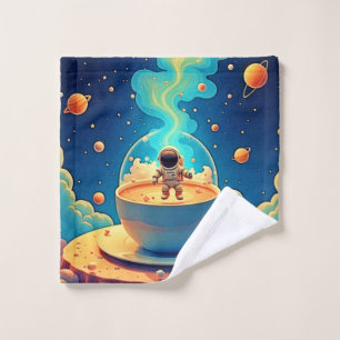 Astronaut Coffee Space Art Bath Towel Set