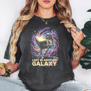 Astronaut Cosmic Librarian Reading In Galaxy T-Shirt