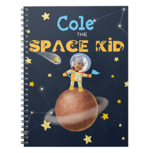 👨‍🚀 Astronaut cute Space theme Custom Photo Name Notebook