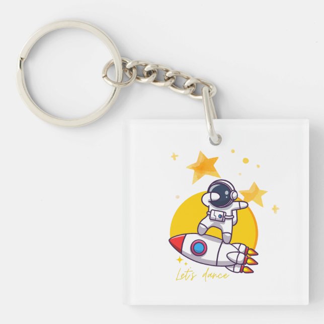astronaut dance on a rocket keychain (Front)