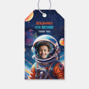 Astronaut Deep Space Sky Planets Photo Birthday Gift Tags