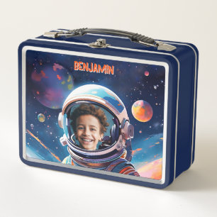 Astronaut Deep Space Sky Planets Photo Kids Gift  Metal Lunch Box
