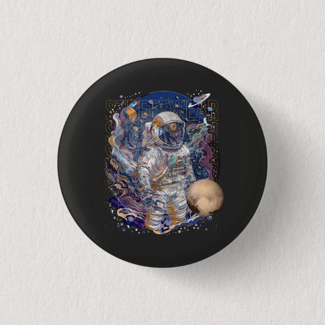Astronaut design 1 inch round button (Front)
