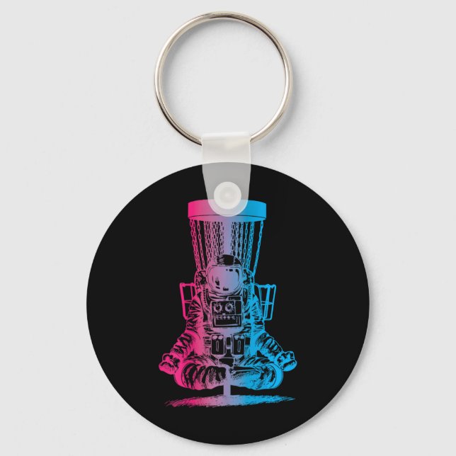 Astronaut Disc Golf Yoga Sket _1  Keychain (Front)