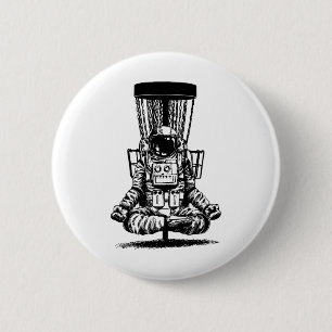 Astronaut Disc Golf Yoga Sket  2 Inch Round Button