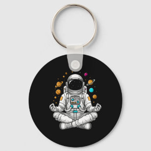 Astronaut Do Yoga Pose On Space Meditation Astrona Keychain
