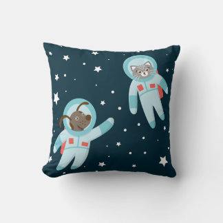 Astronaut Dog & Cat  Throw Pillow