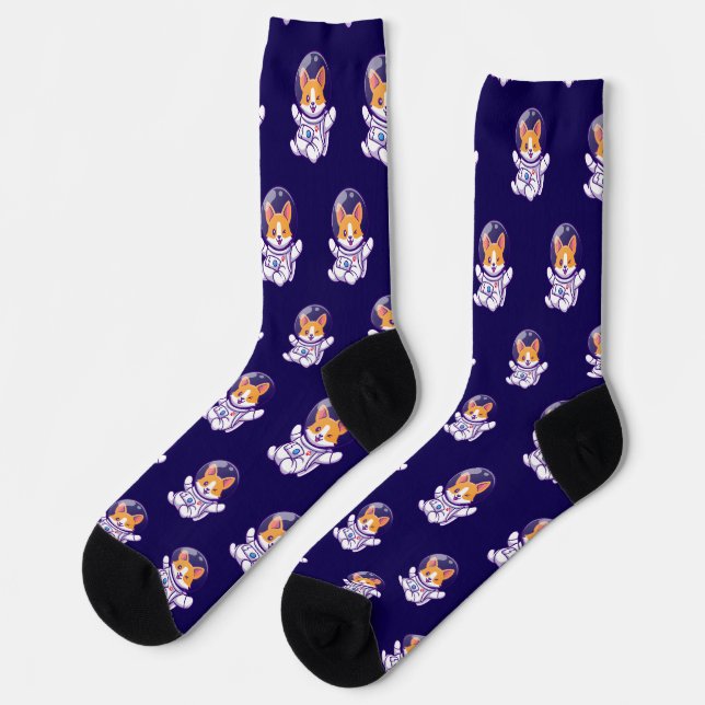 Astronaut Dog Cute Dog Design Socks (Left)