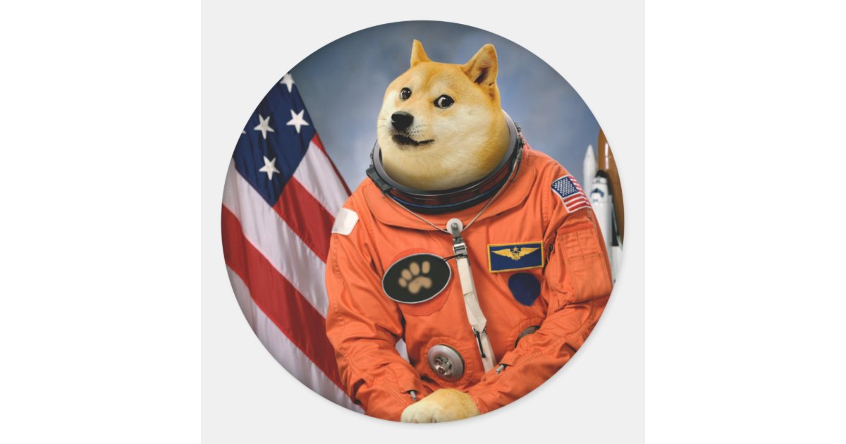 astronaut dog - doge - shibe - doge memes classic round sticker | Zazzle.ca