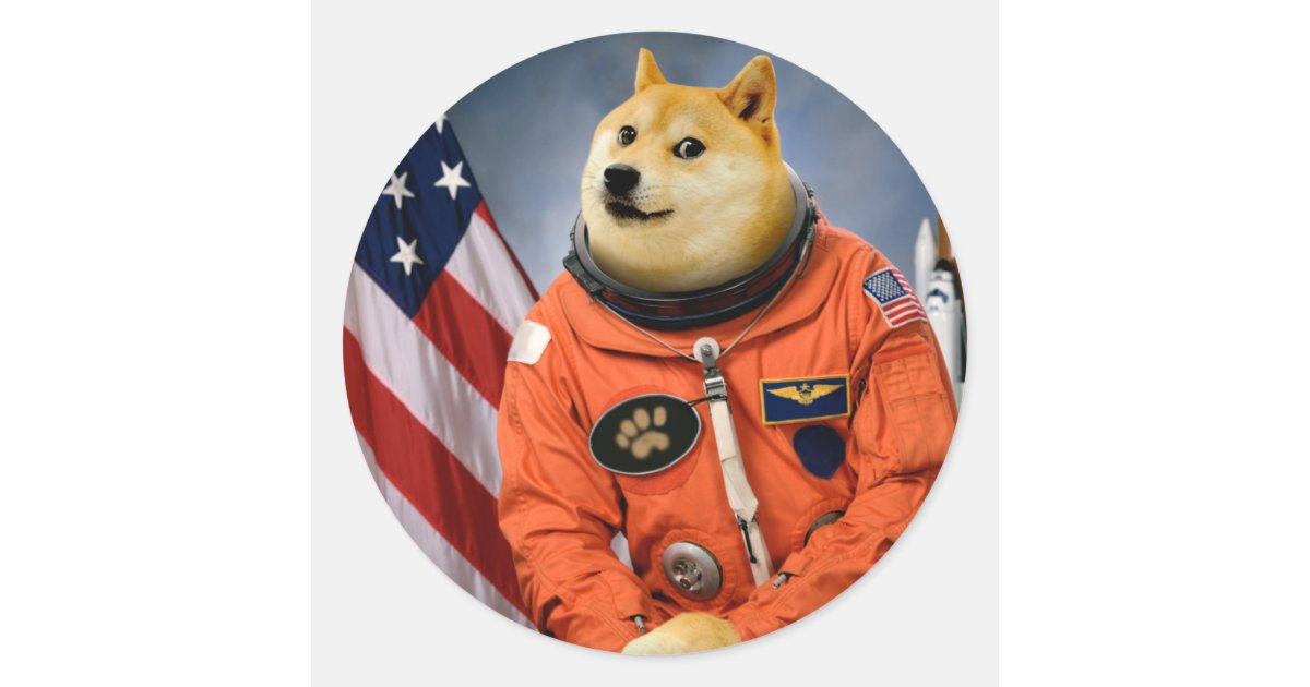 astronaut dog - doge - shibe - doge memes classic round sticker | Zazzle.ca