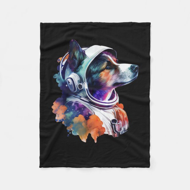 Astronaut Dog space Cute Dog Lover for Kids men an Fleece Blanket (Front)
