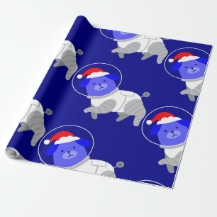 astronaut dog ugly christmas santa wrapping paper