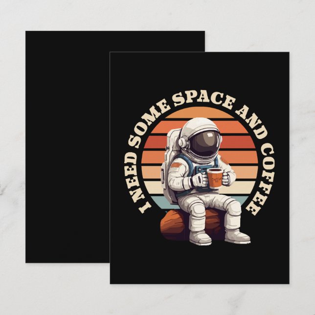 Astronaut Drinking Coffee Enclosure Card (Front/Back)