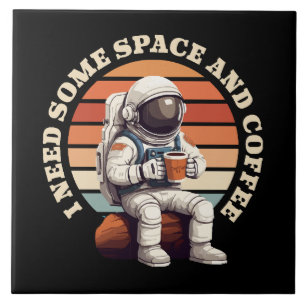Astronaut Drinking Coffee Tile