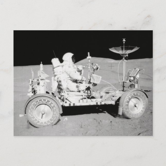 Astronaut driving Lunar Lander on the Moon Postcard (Front)